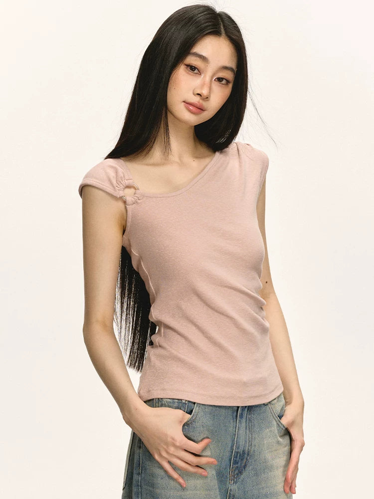 Anna Aneae Waist Slim Short Knitted Vest