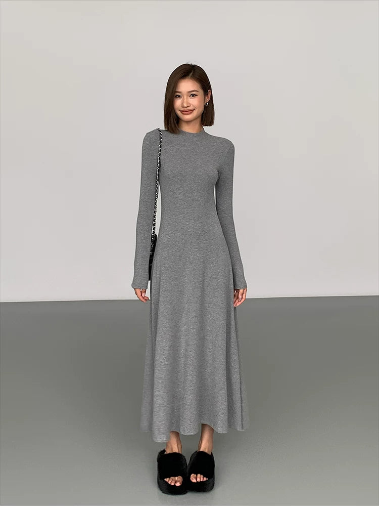 OUSPH Slim-fit Temperament Long-sleeved Knitted Dress