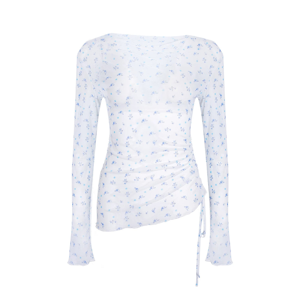 Wildberry Slim Skinny Floral Long Sleeve Sunscreen Blouse
