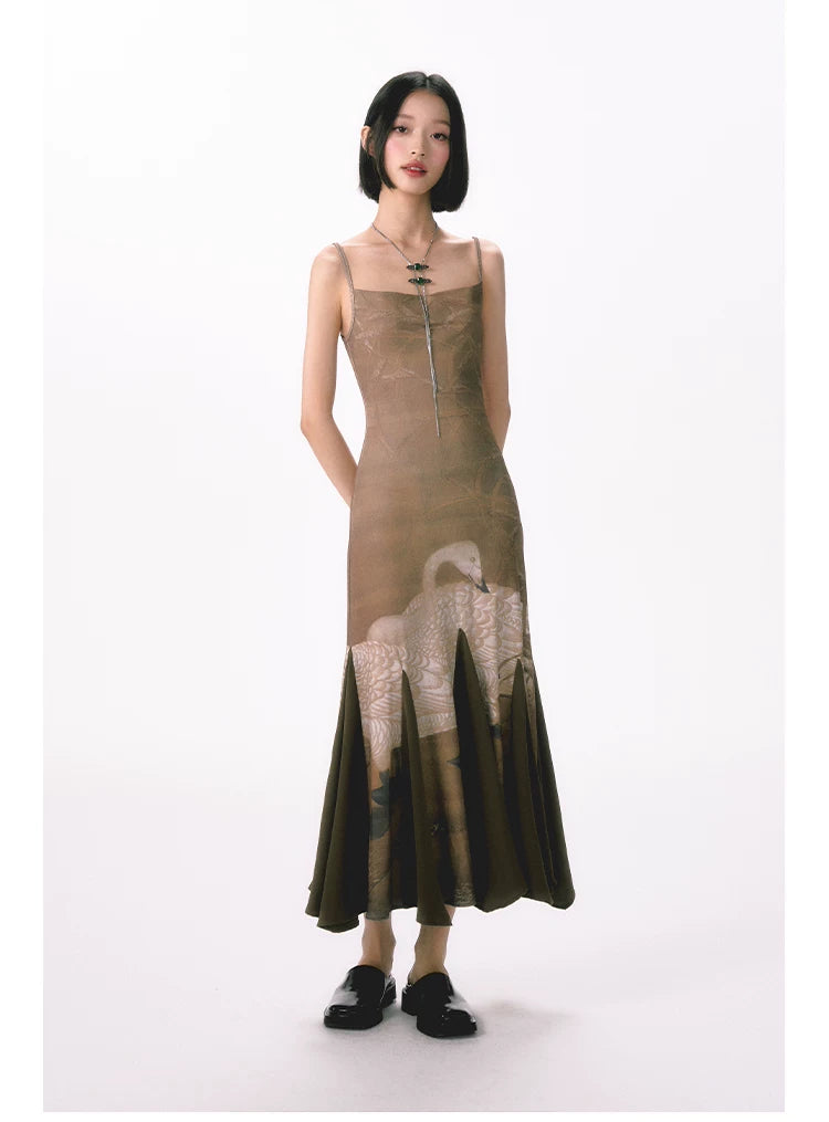 YEDM Elastic Suspender Fishtail Dress