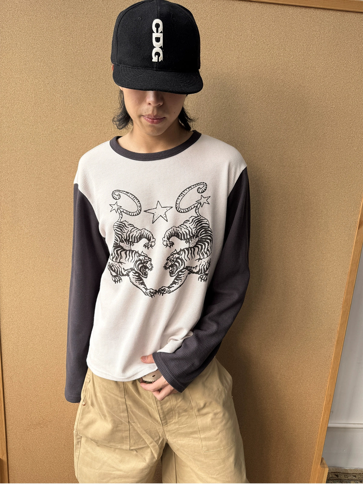 InsGale Tiger Splicing Rough Sleeve Long Sleeve