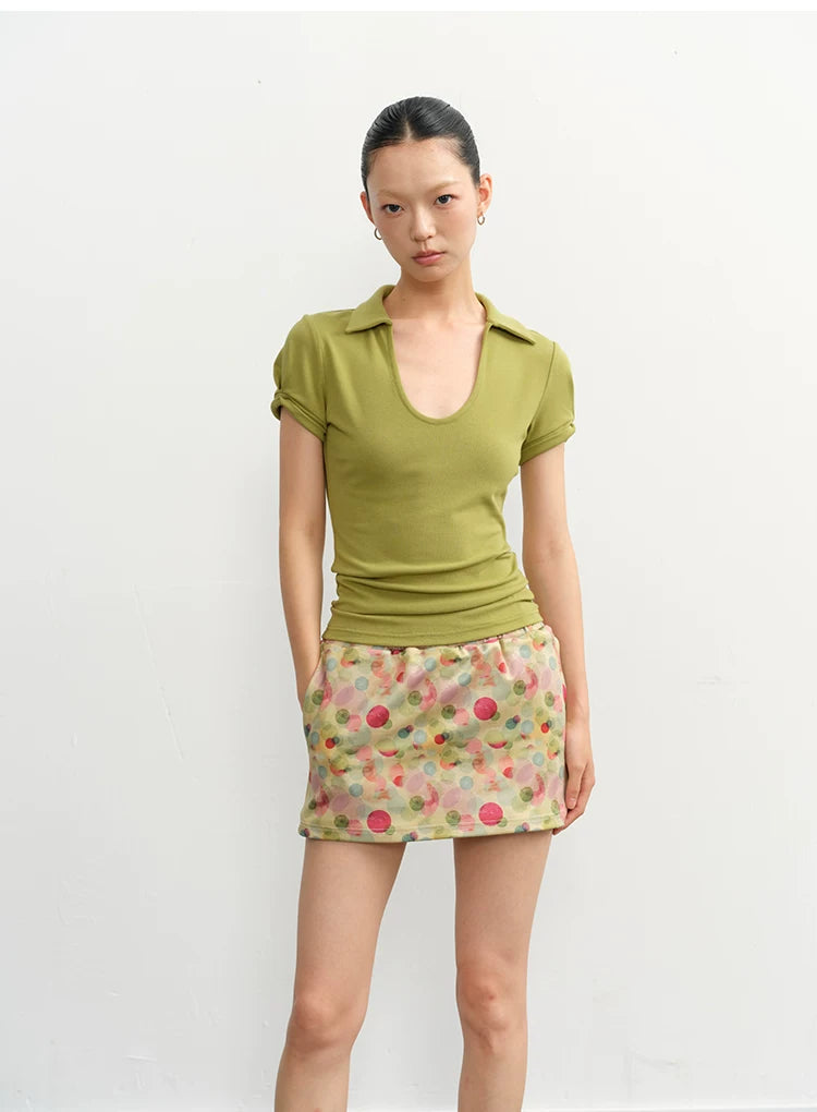 LINY LIBERTY Polo Collar Knitted Slim Fit and Thin Tee