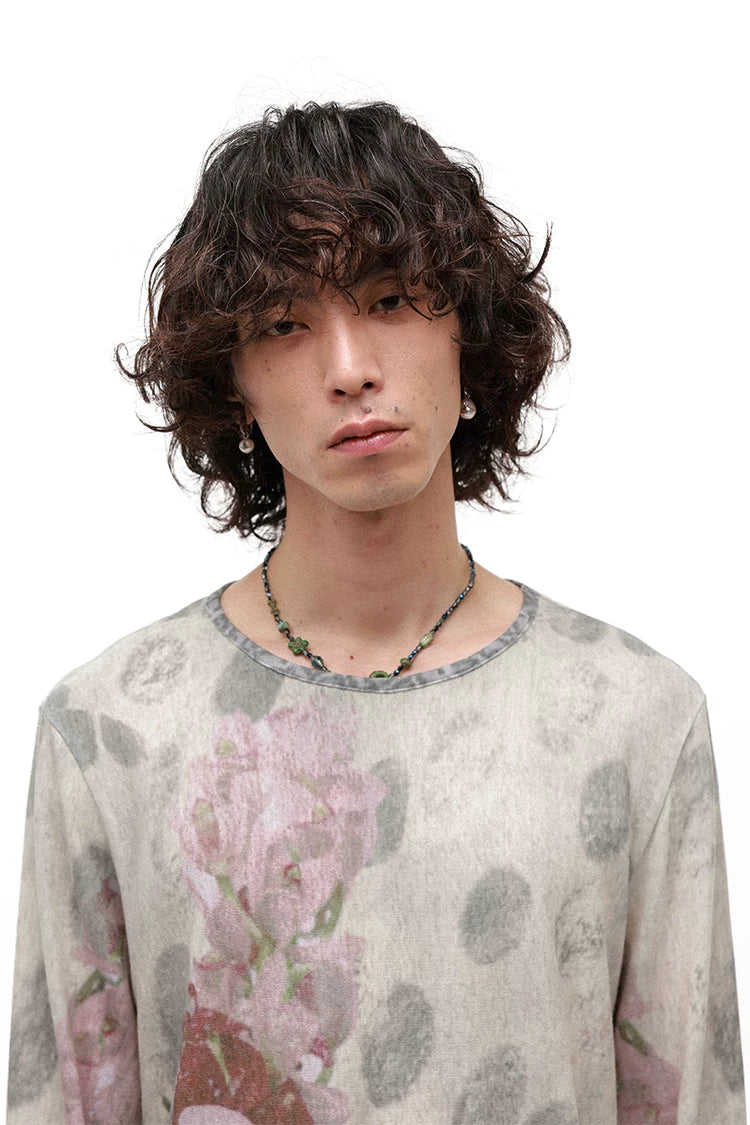 PHYS Spotted Floral Slack Shoulder Long Sleeve T-Shirt