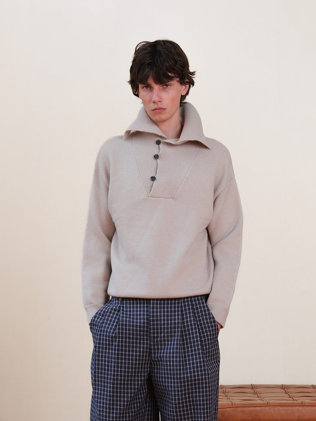 Set for Life Diagonal Turtleneck Side Buckle Knitted Sweater