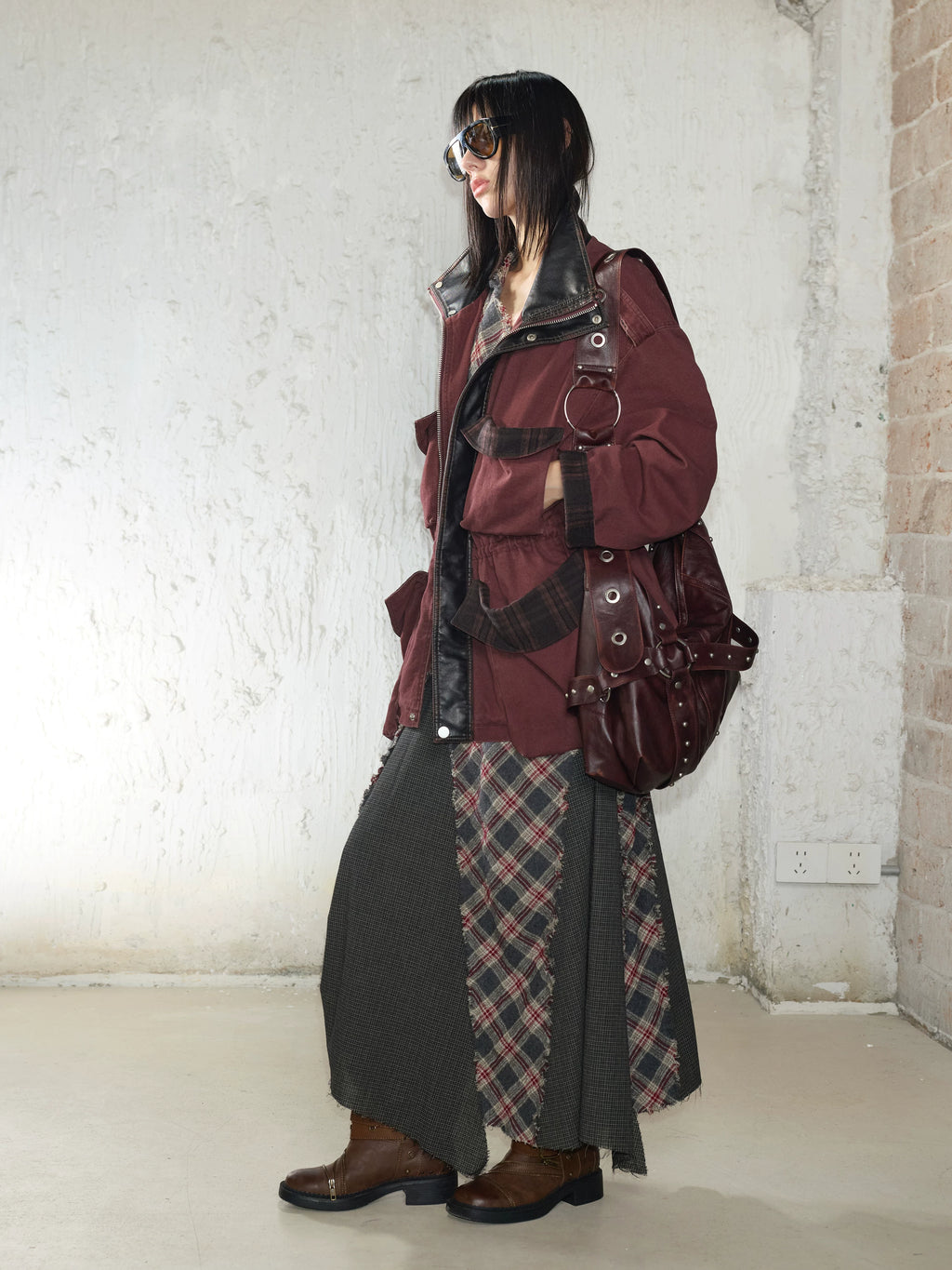 2th Desire Vintage Checkered Neck Dress