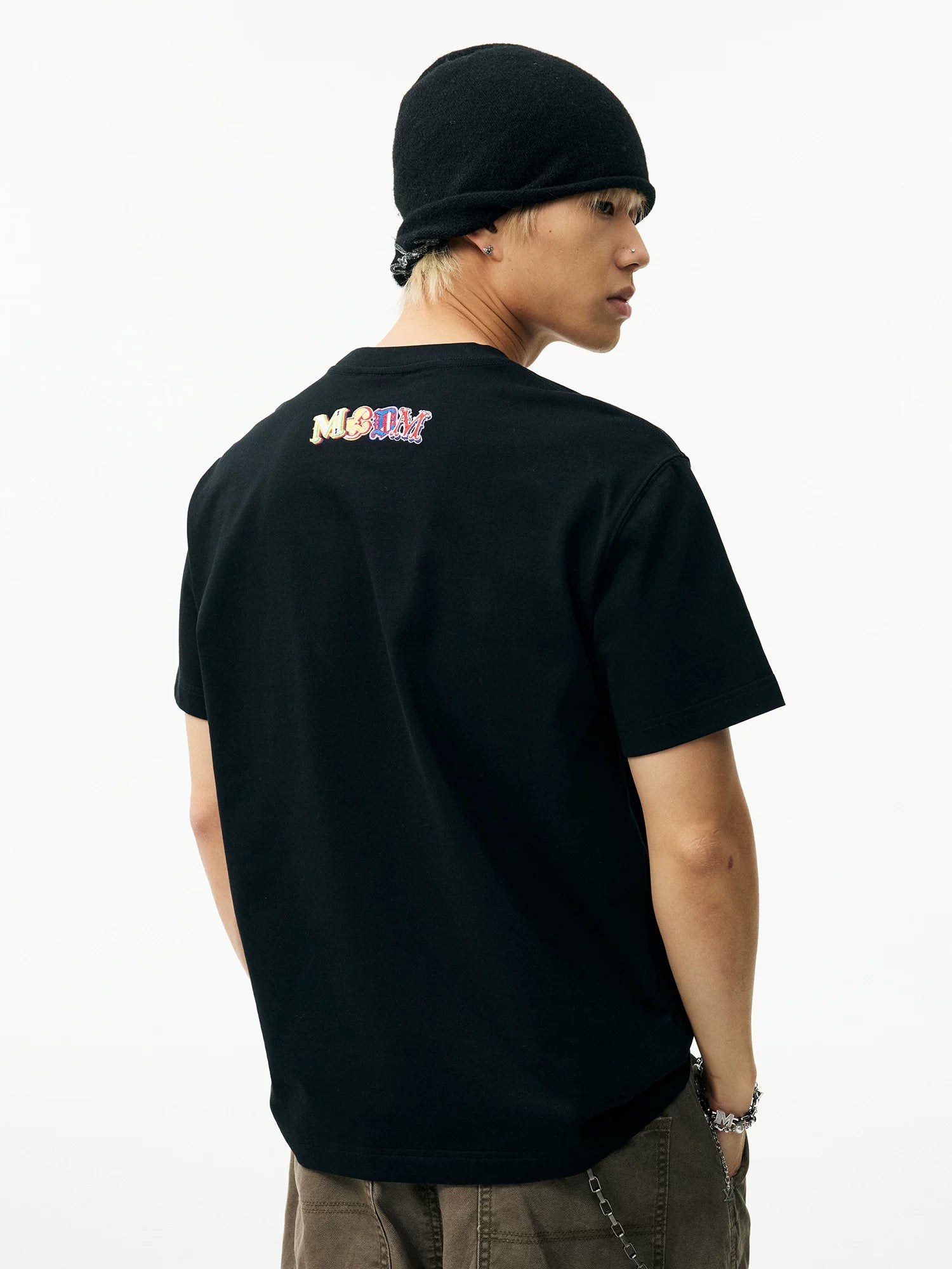 MEDM Double-layer Contrasting Color Embroidery Letter Casual Tee