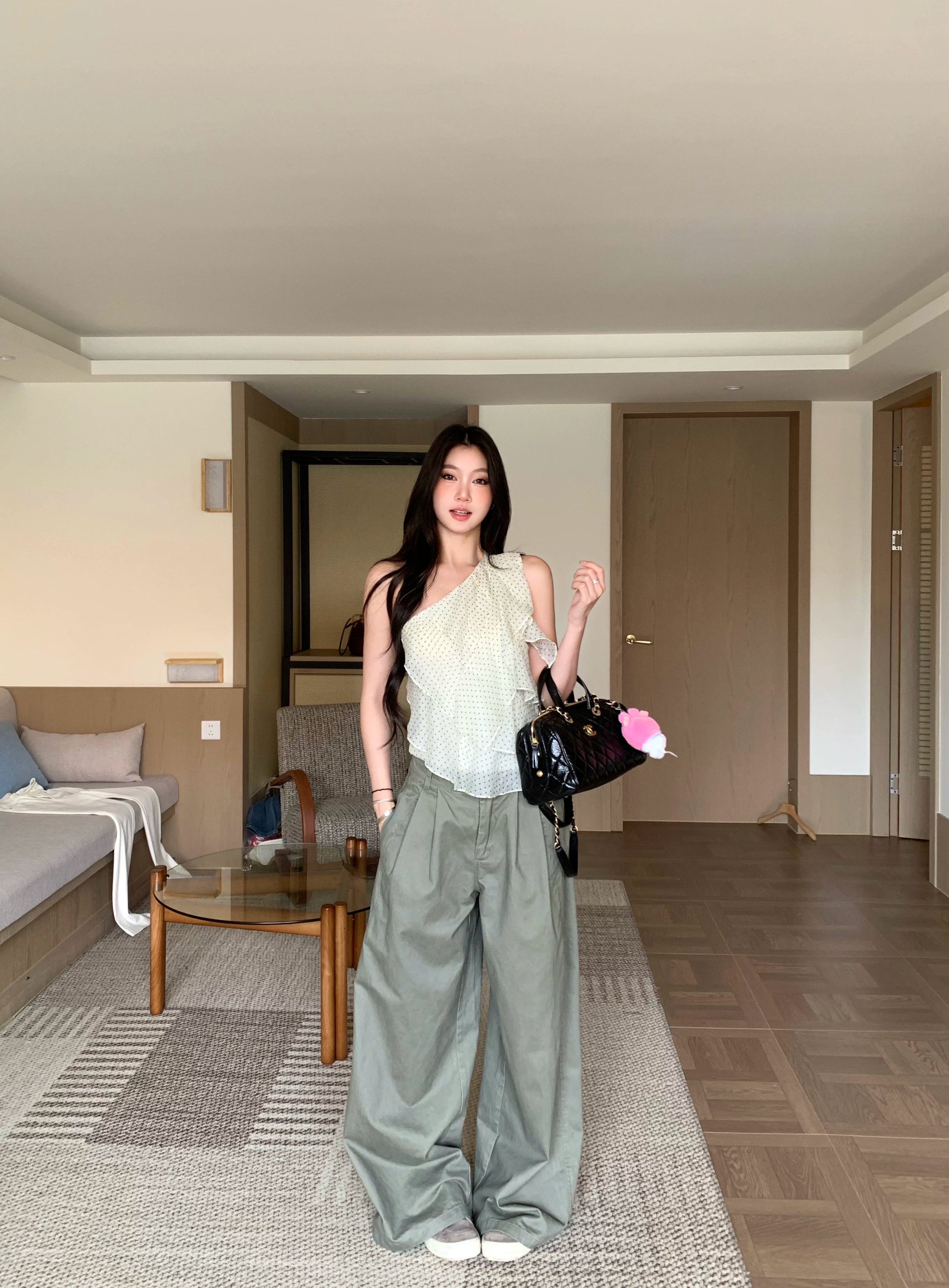WITHMIN Polka Dot Irregular Crossbody Vest