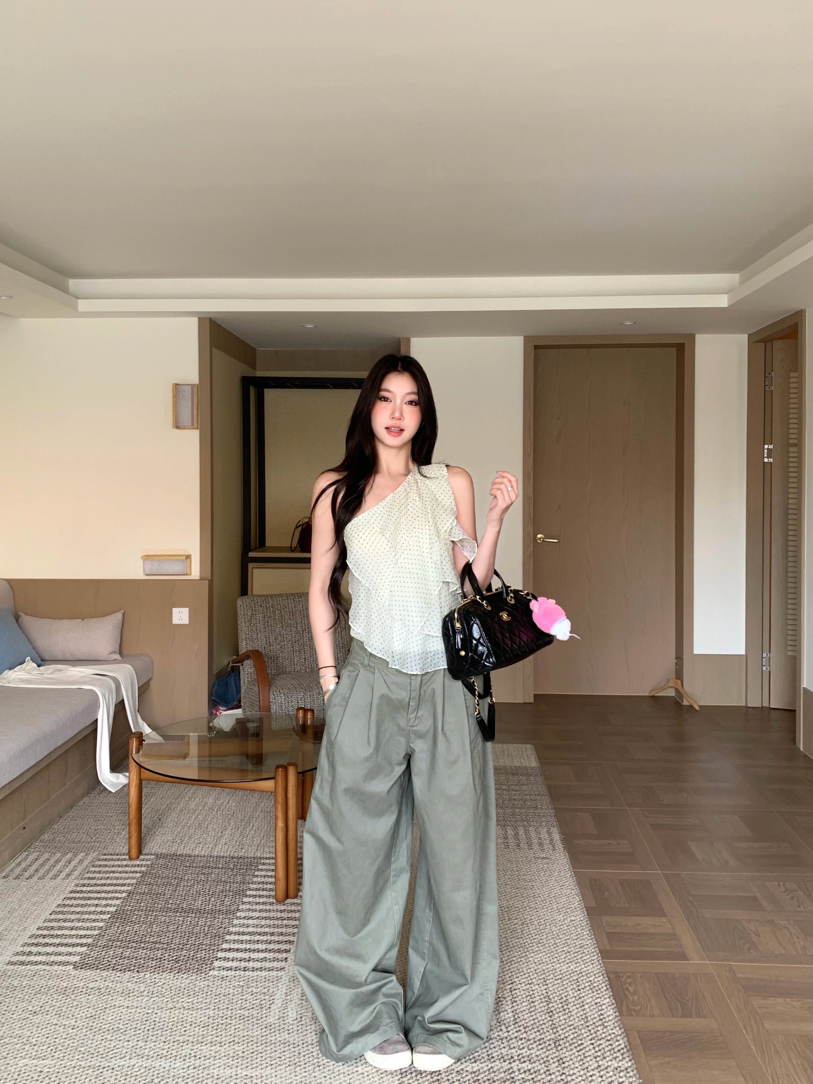 WITHMIN Polka Dot Irregular Crossbody Vest