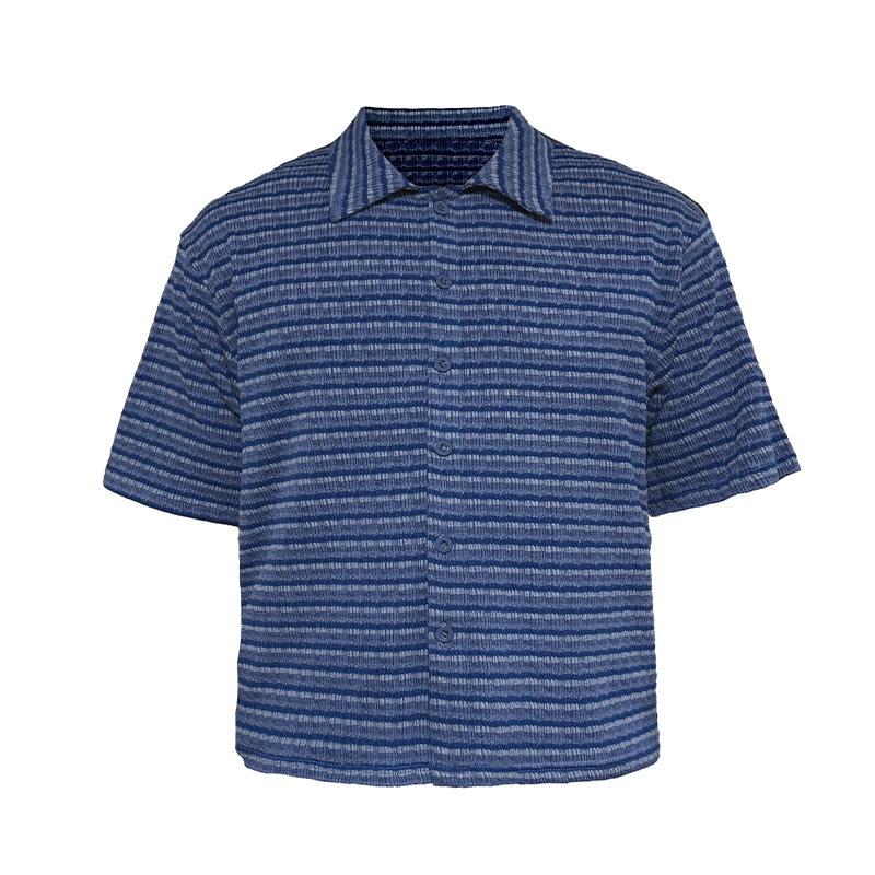 JCAESAR Striped Knitted Loose Short-sleeved Shirt