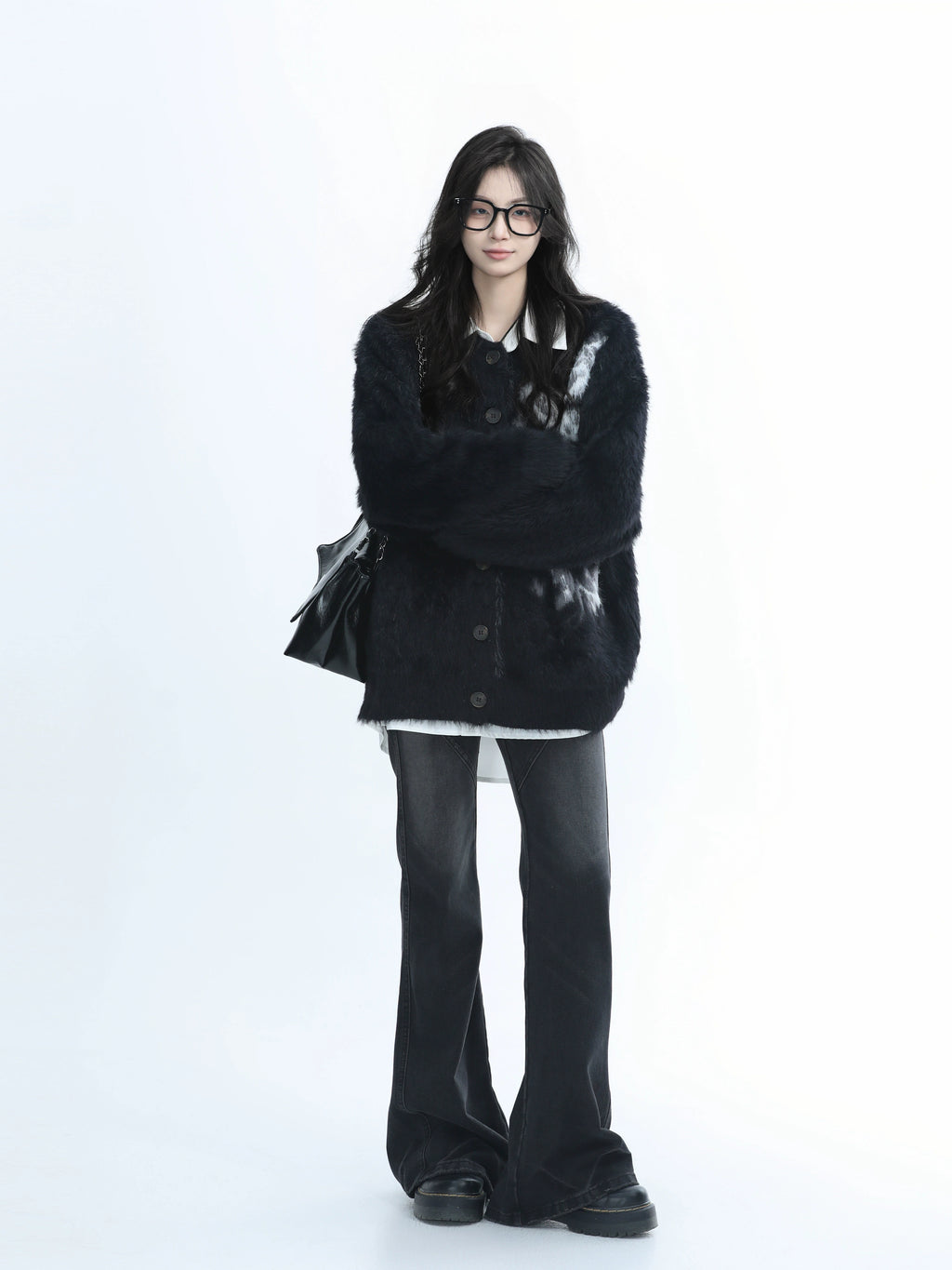 Zuocisankon Mohair Knitted Cardigan Jacket