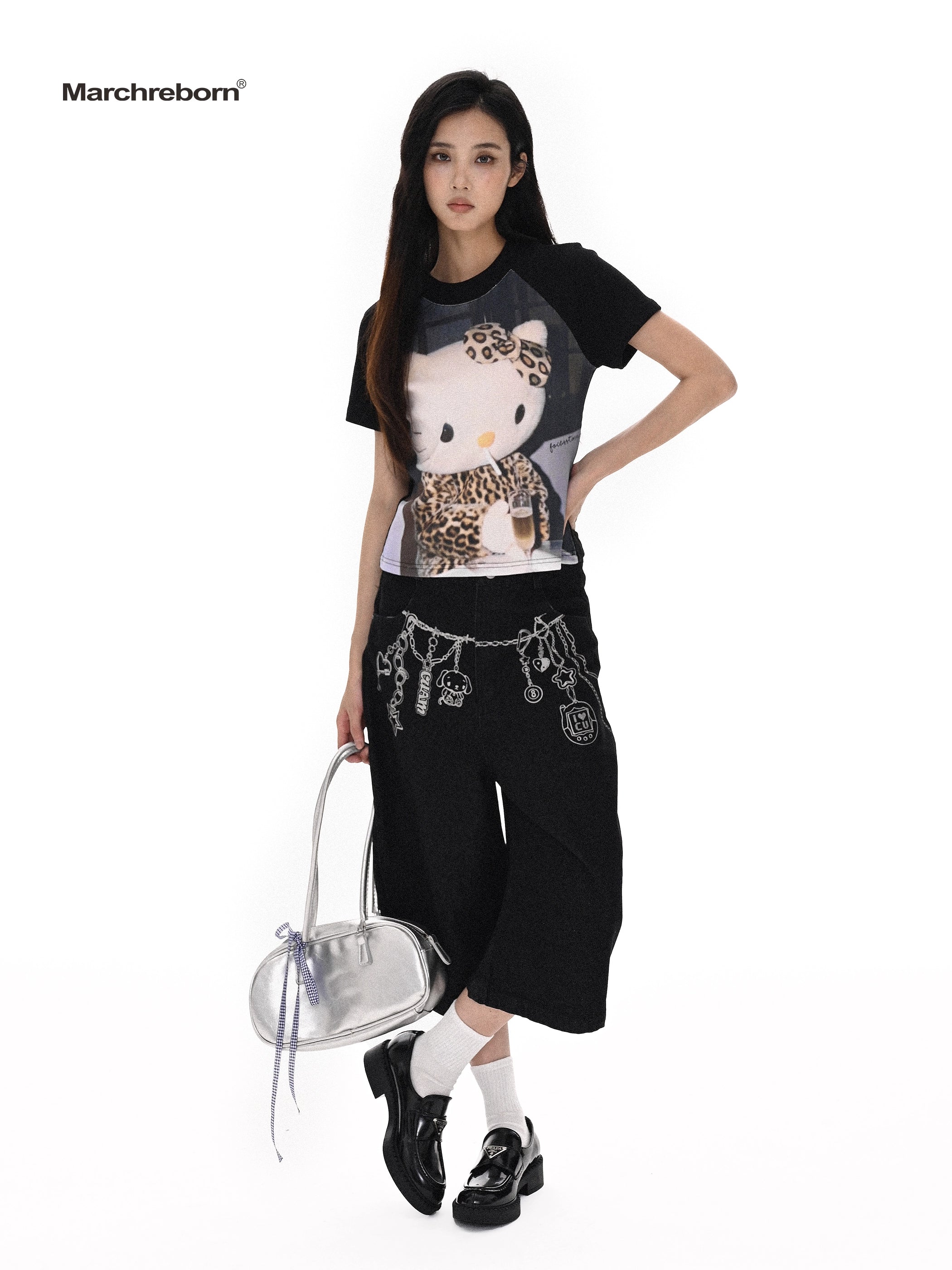 March Fun Cartoon Hello Kitty Shoulder Tee