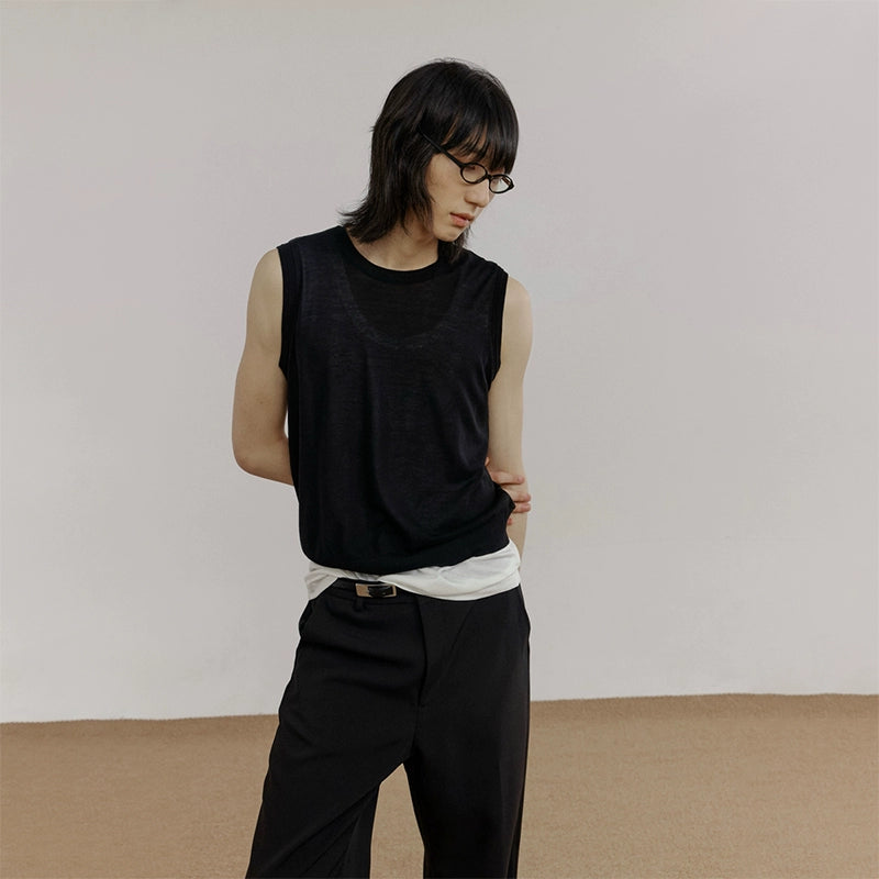 COLN Micro-transparent Knitted Vest