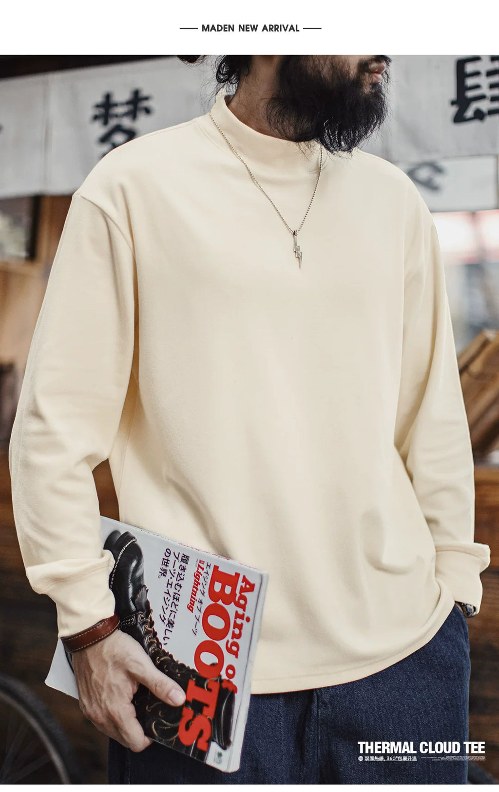 Madden Casual Semi-turtleneck Long Sleeve Thermal Shirt