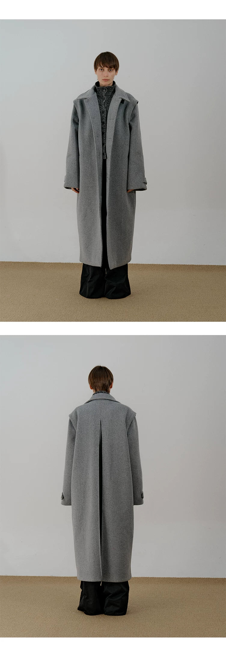 COLN Simple Long Single-breasted Coat