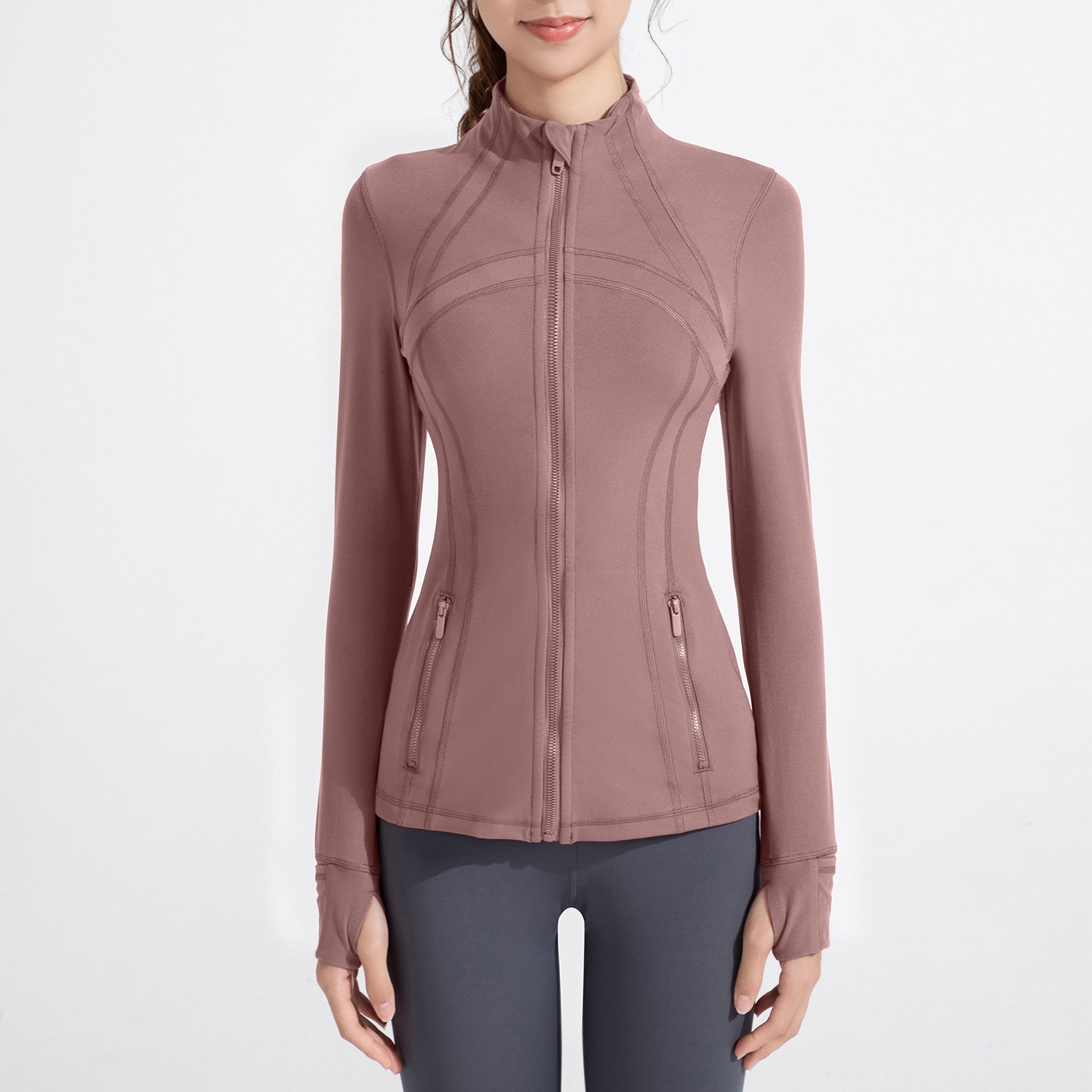 Athena Lulu Stand-up Collar Blazer Long-sleeved Zip-up Jacket