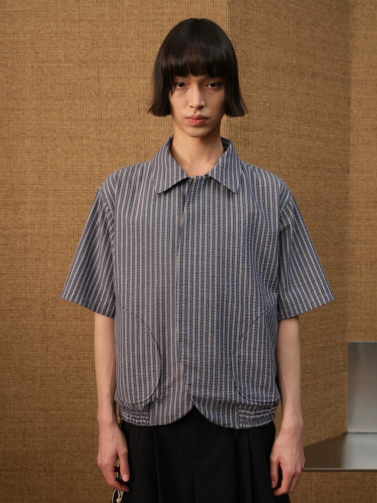 JCAESAR SHIRT Bubble Pleated Arc Shirt