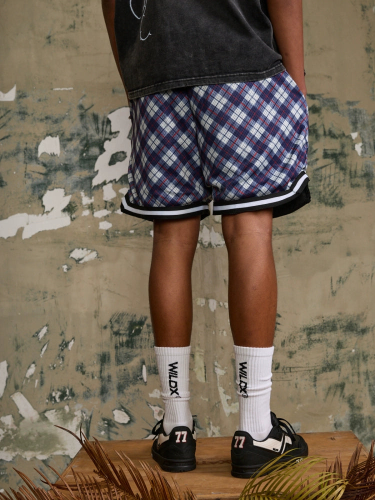 WildX Vintage Plaid Sports Loose Shorts