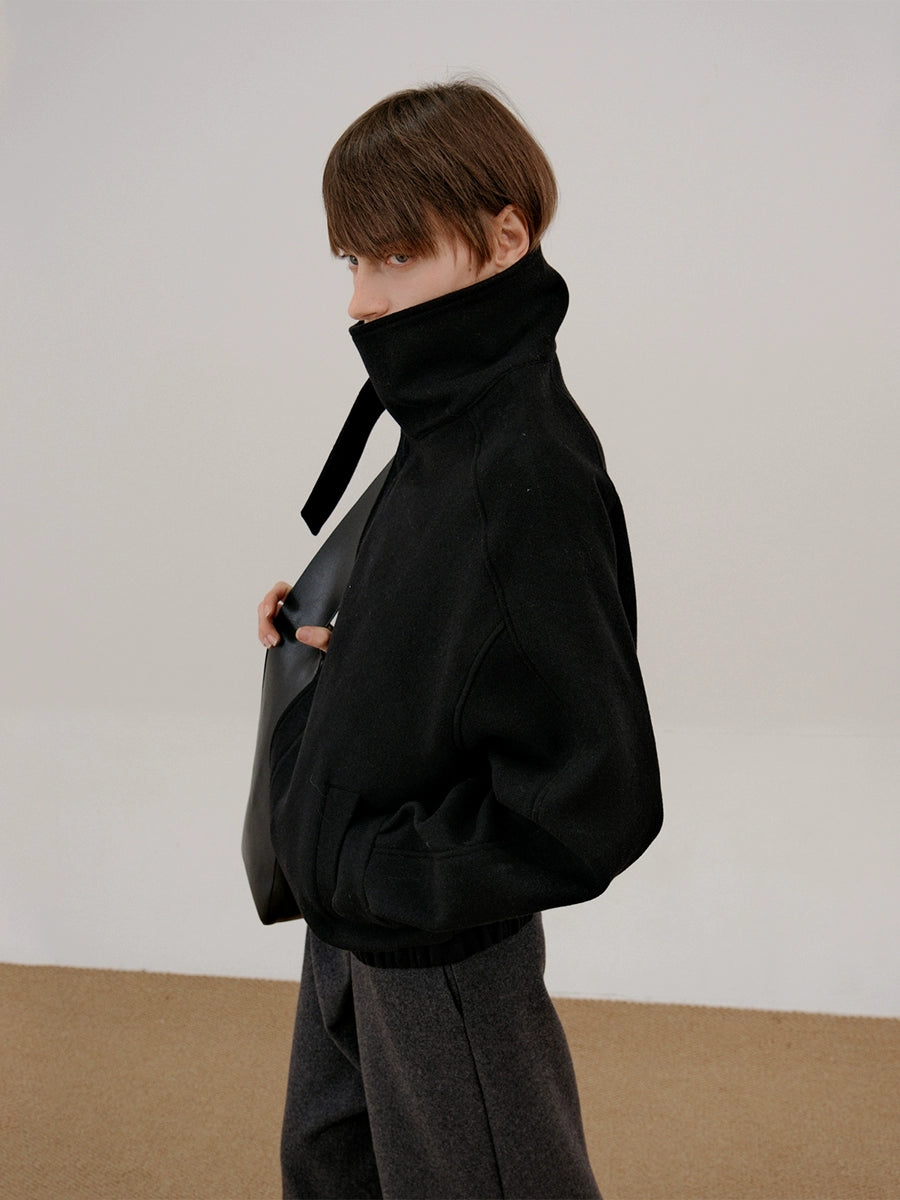 COLN Turtleneck Wool Short Woolen Coat