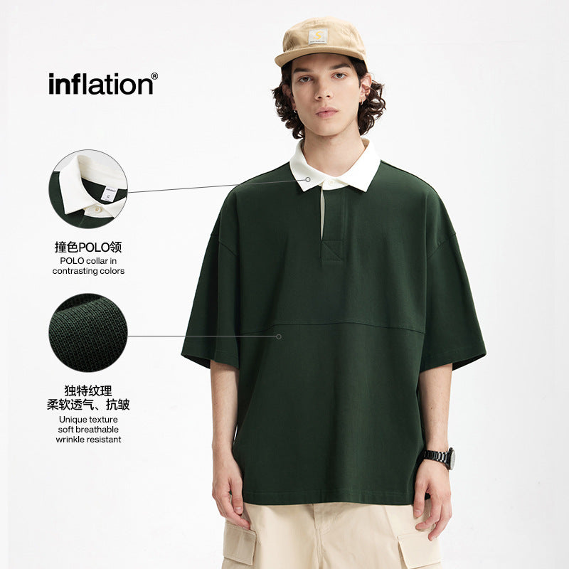 INF White Lapel Mountain Outdoor Contrast Color POLO Shirt
