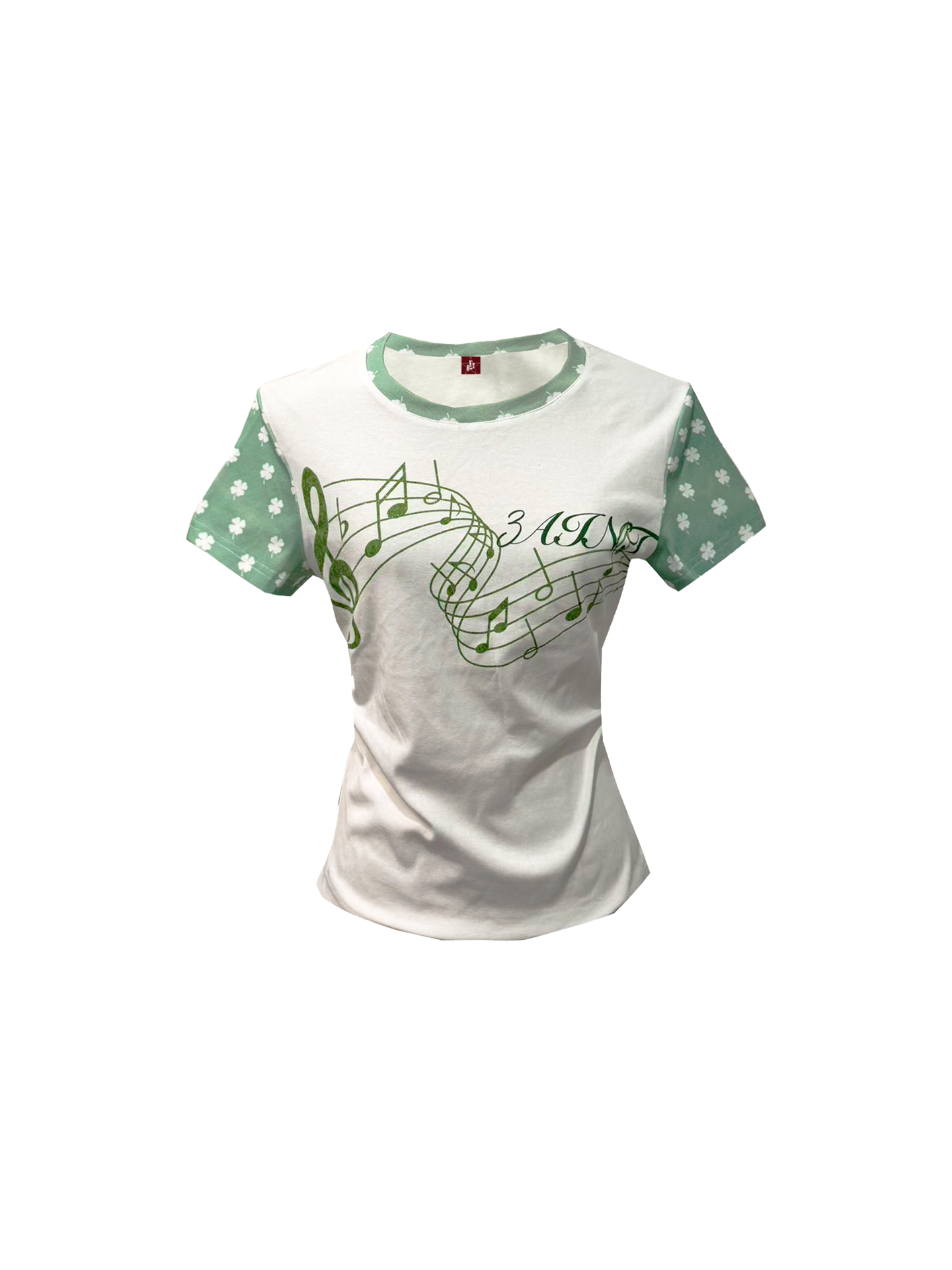 DETW Contrasting Color Front Shoulder Waist Thin Tee