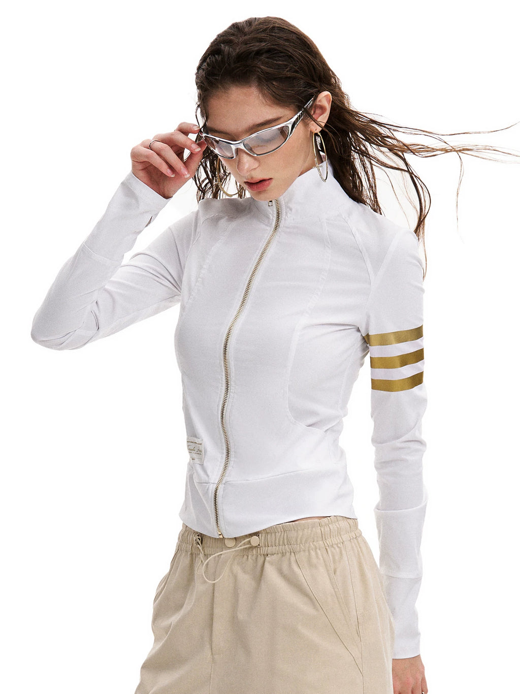 0123Start Striped Zipper Slim Fit Sunscreen Jacket