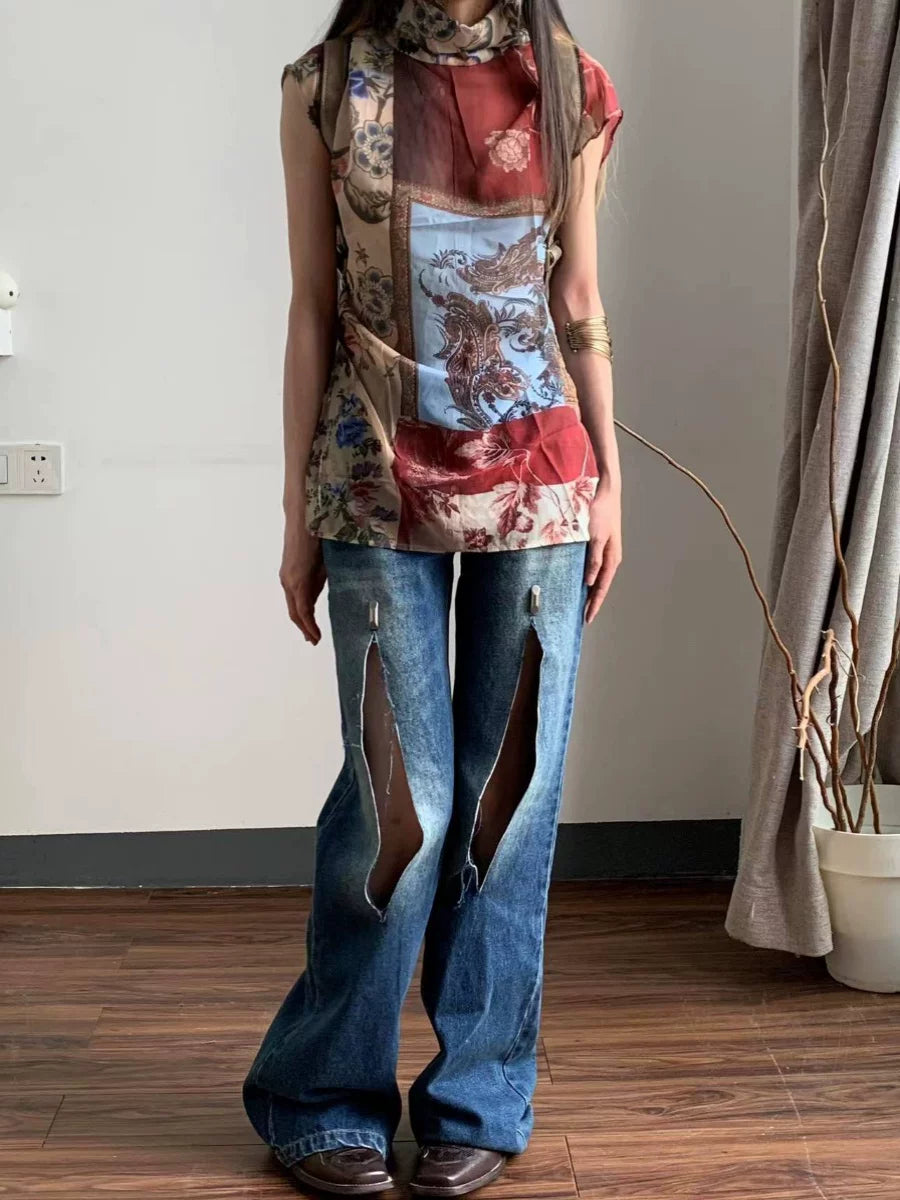 Enteralt Ripped Trim Nailed Jeans
