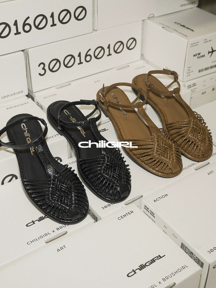 CHILIGIRL Retro Woven Bag Head Cool Single Shoes