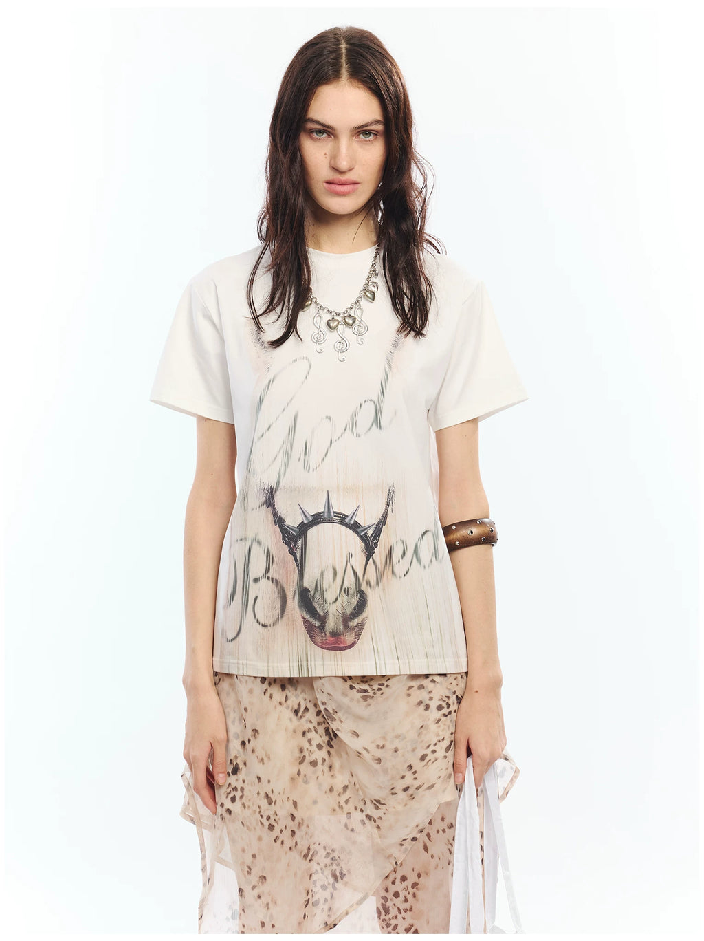 2th Desire Crew Neck Shoulder Casual Tee