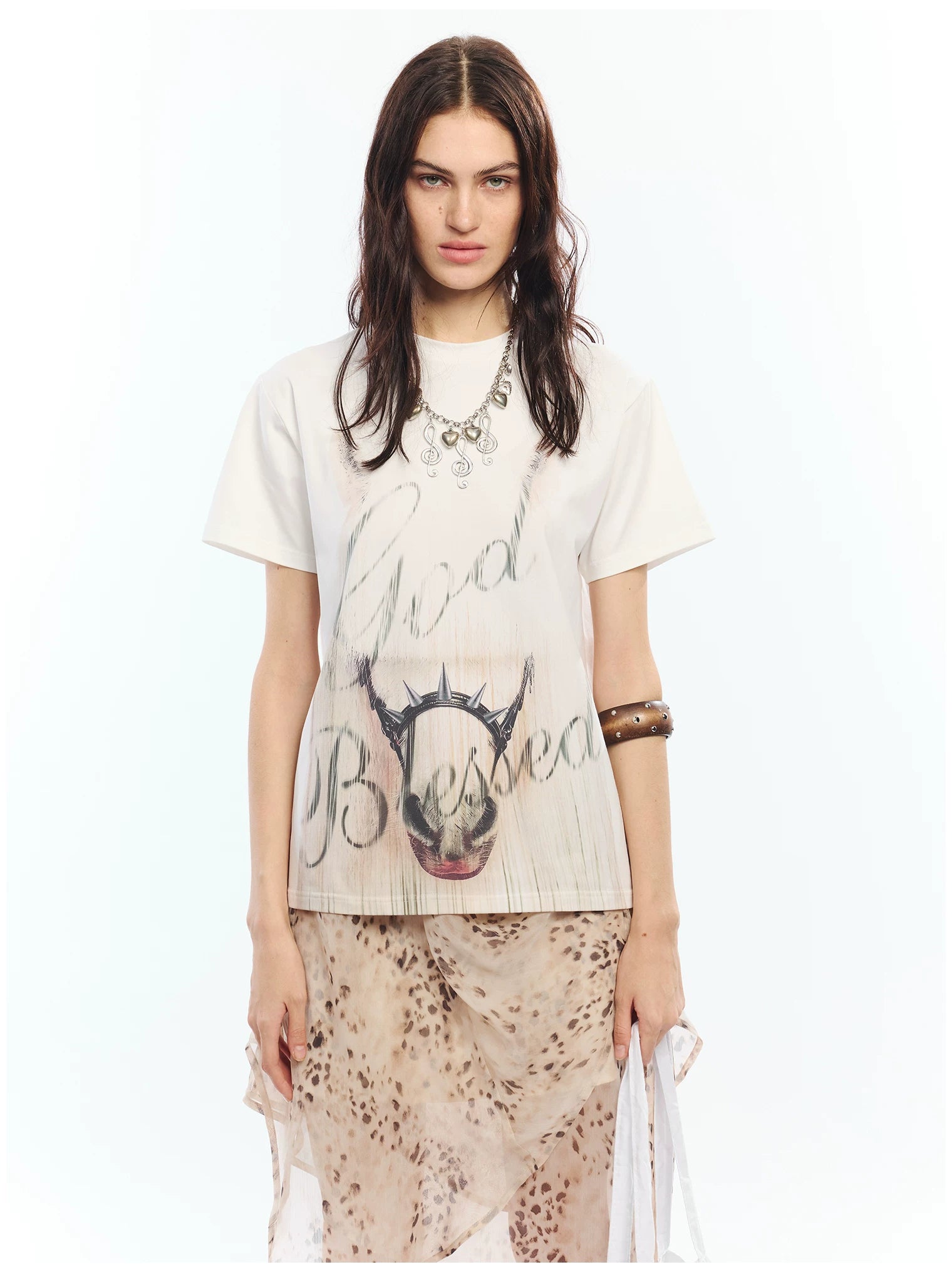2th Desire Crew Neck Shoulder Casual Tee