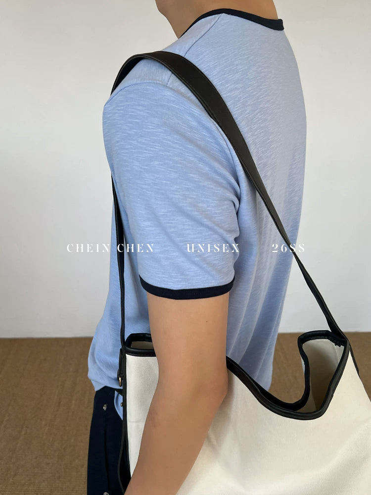 Chein Retro Color Matching Loose Lazy Versatile Tee