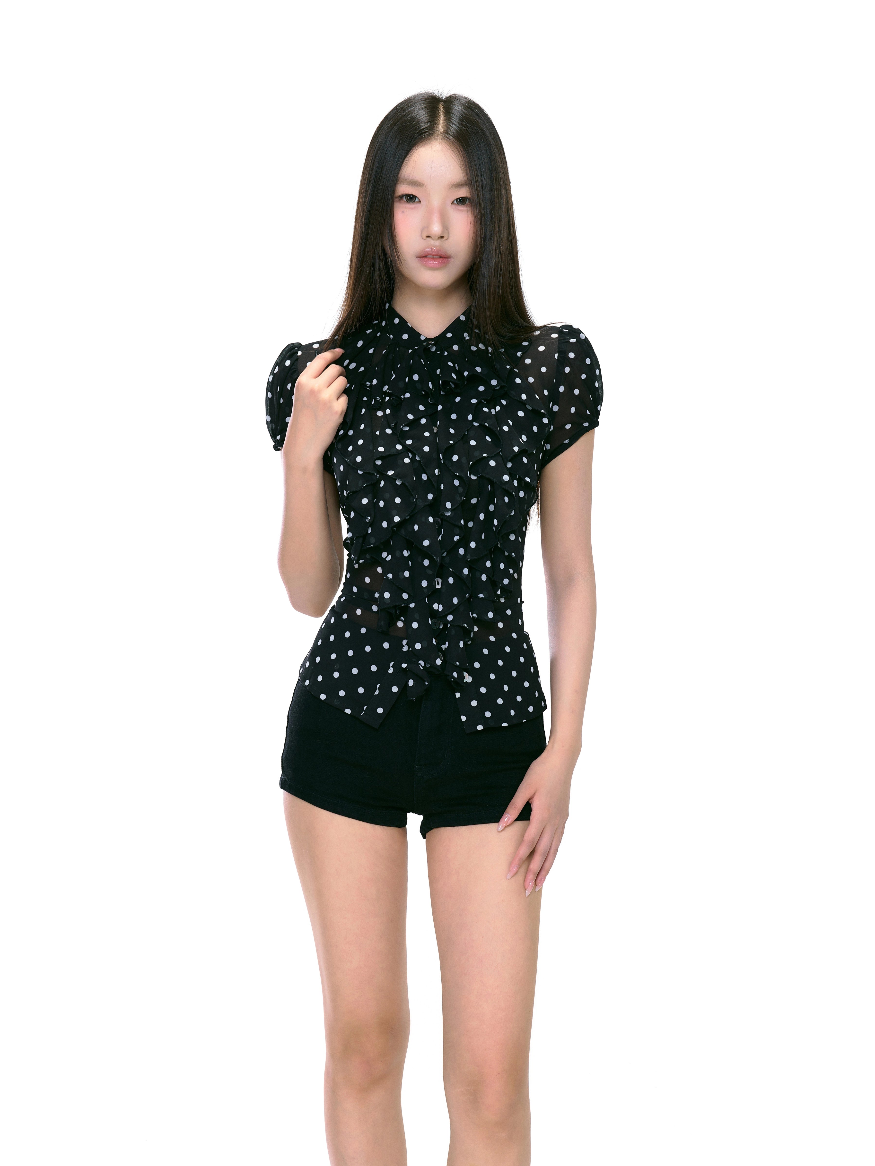 WITHMIN Waist Polka Dot Design Shirt