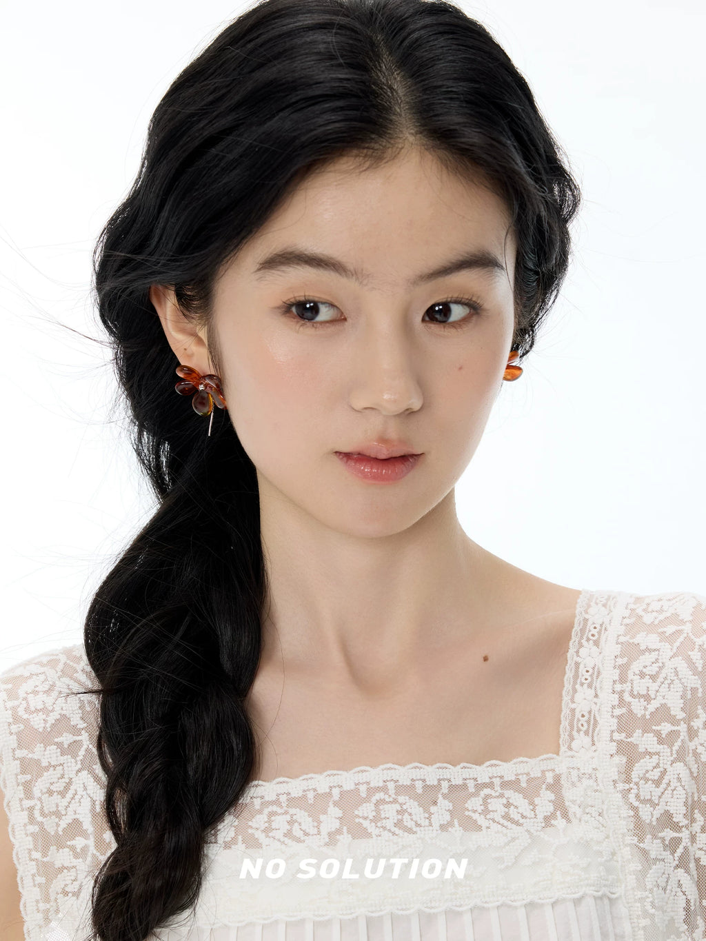 NO SOLUTION Amber Magnolia Smudge Earrings