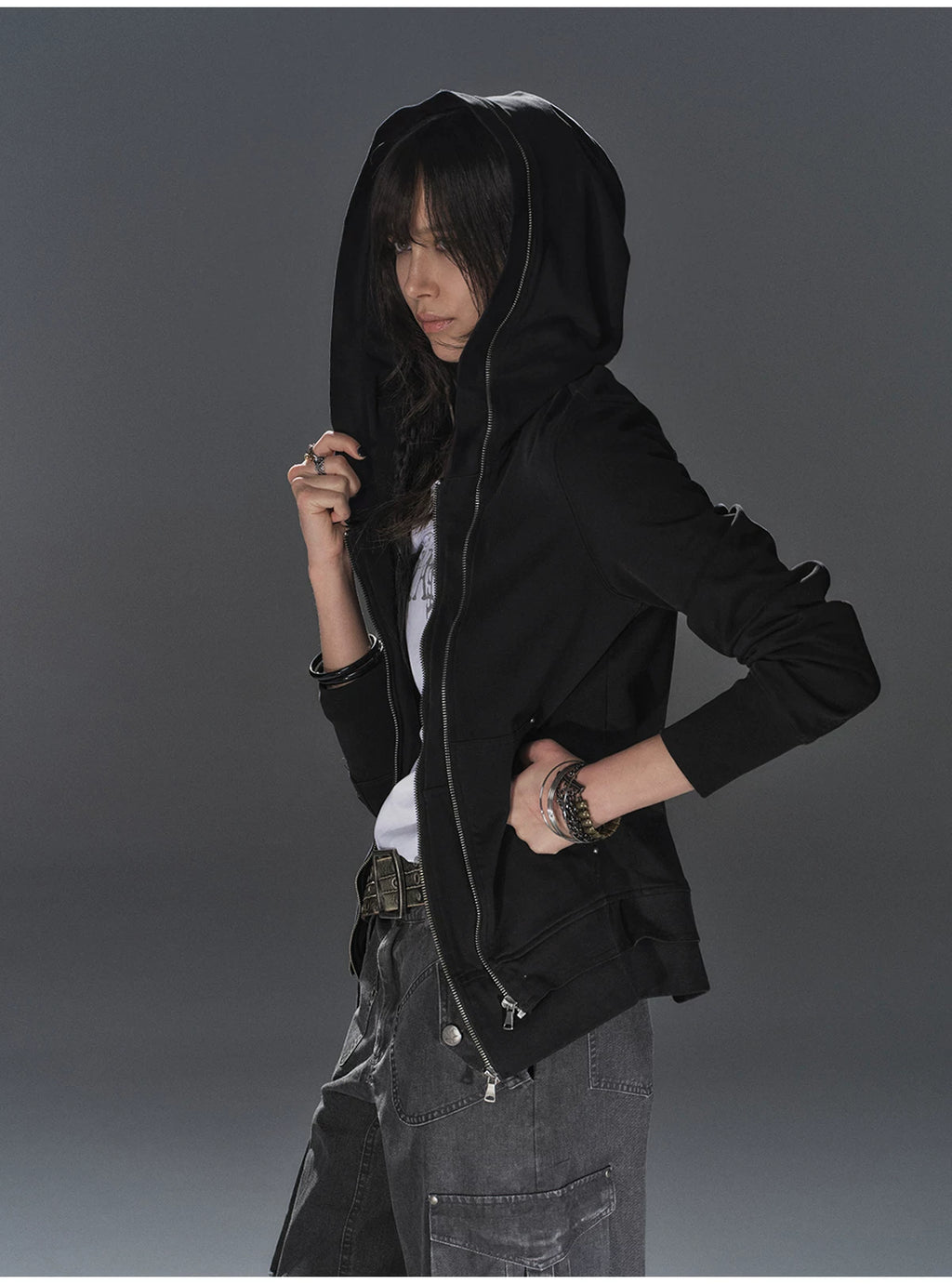 WearAndtear Slim-fit Hooded Thin Cardigan Sweater