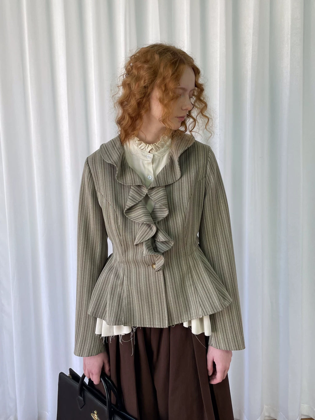 Loosesmell Striped Lace Versatile Blazer