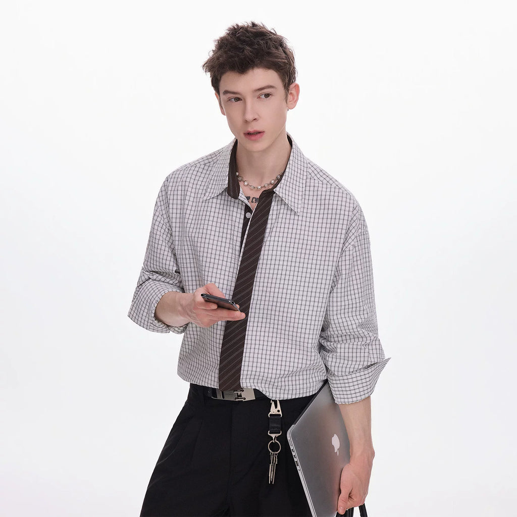 CHOR Vintage Plaid Tie Shirt