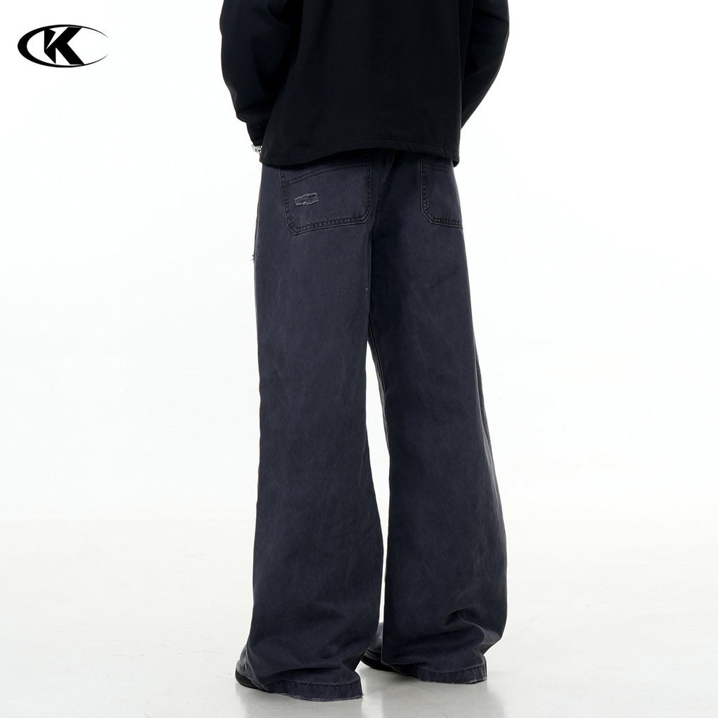 11KN irregular ripped Loose straight pants