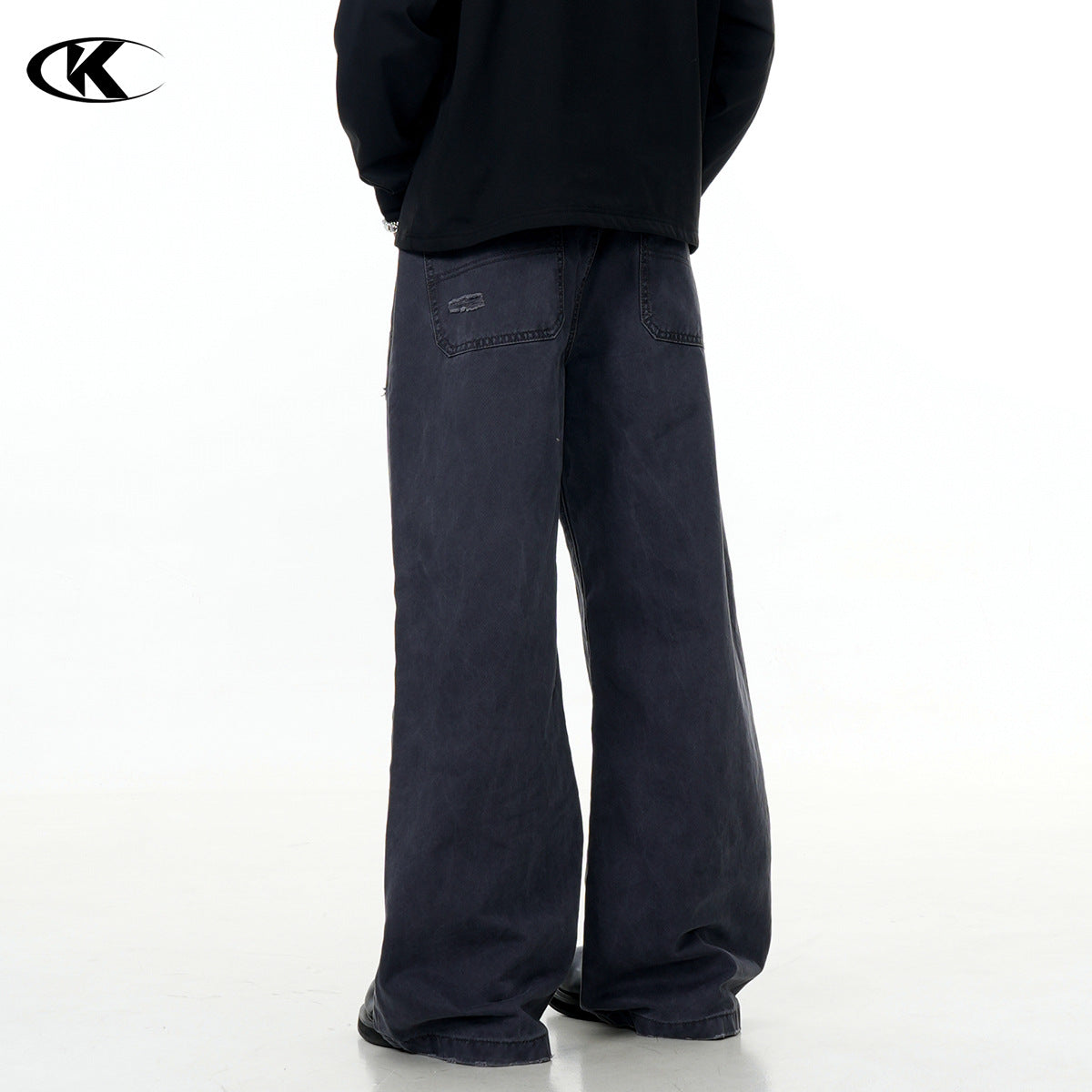 11KN irregular ripped Loose straight pants