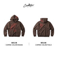 CoosRetro Line Embroidery Contrasting Hooded Sweater