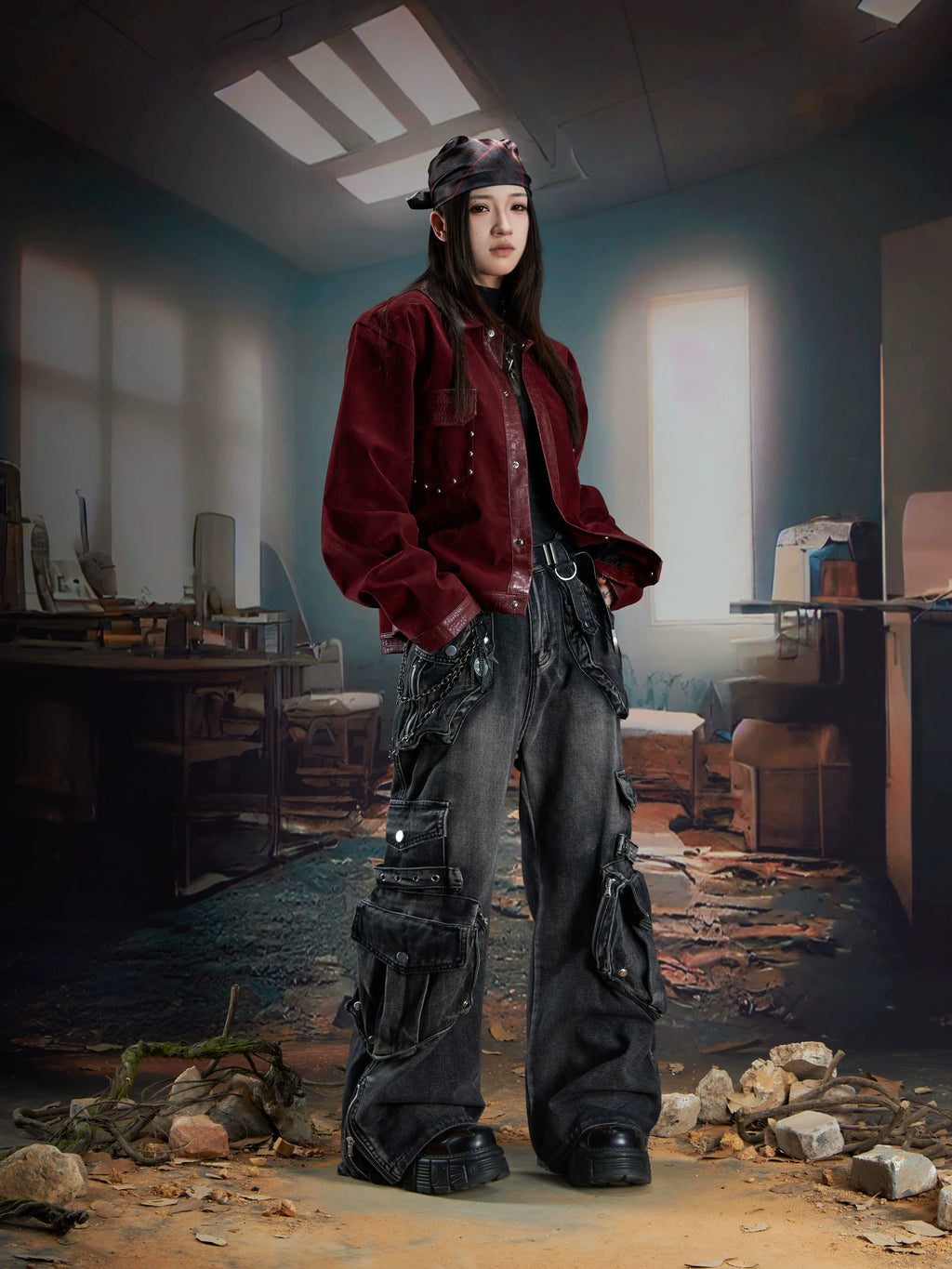 NOMANIAI Heavy Industry Three-dimensional Multi-pocket Deconstruction Splicing Jeans