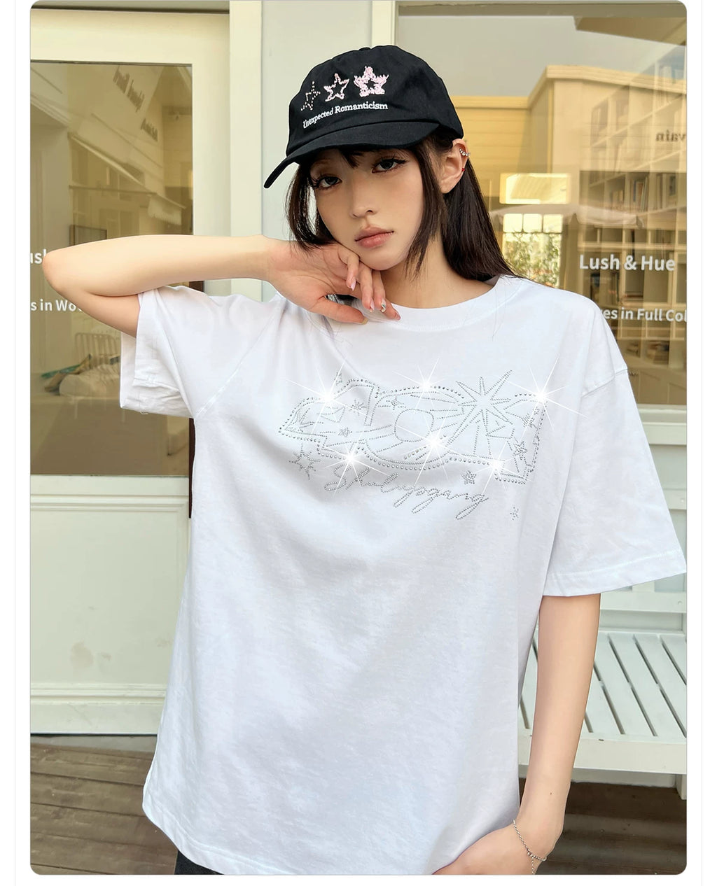 404MOB Star Hot Diamond Round Neck Tee