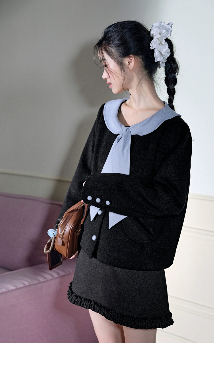Kuose Small Fragrant Bow Suit Woolen Jacket