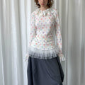 Loosesmell Fungus Edge Crew Neck Color Polka Dot Long Sleeve