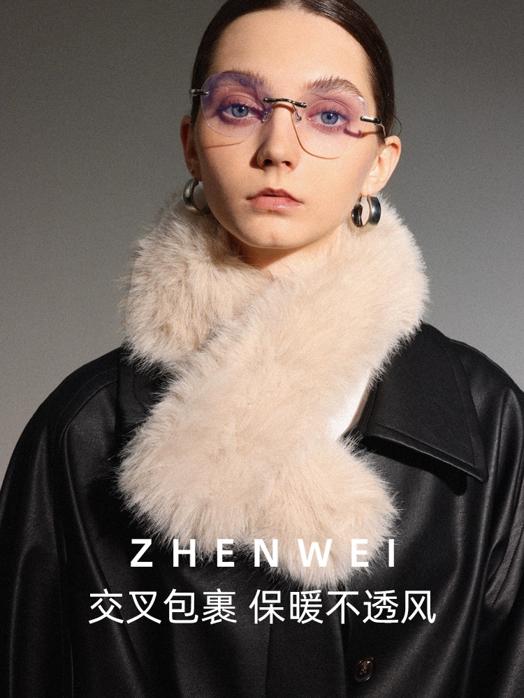 ZHENWEI Thickened Furry Scarf