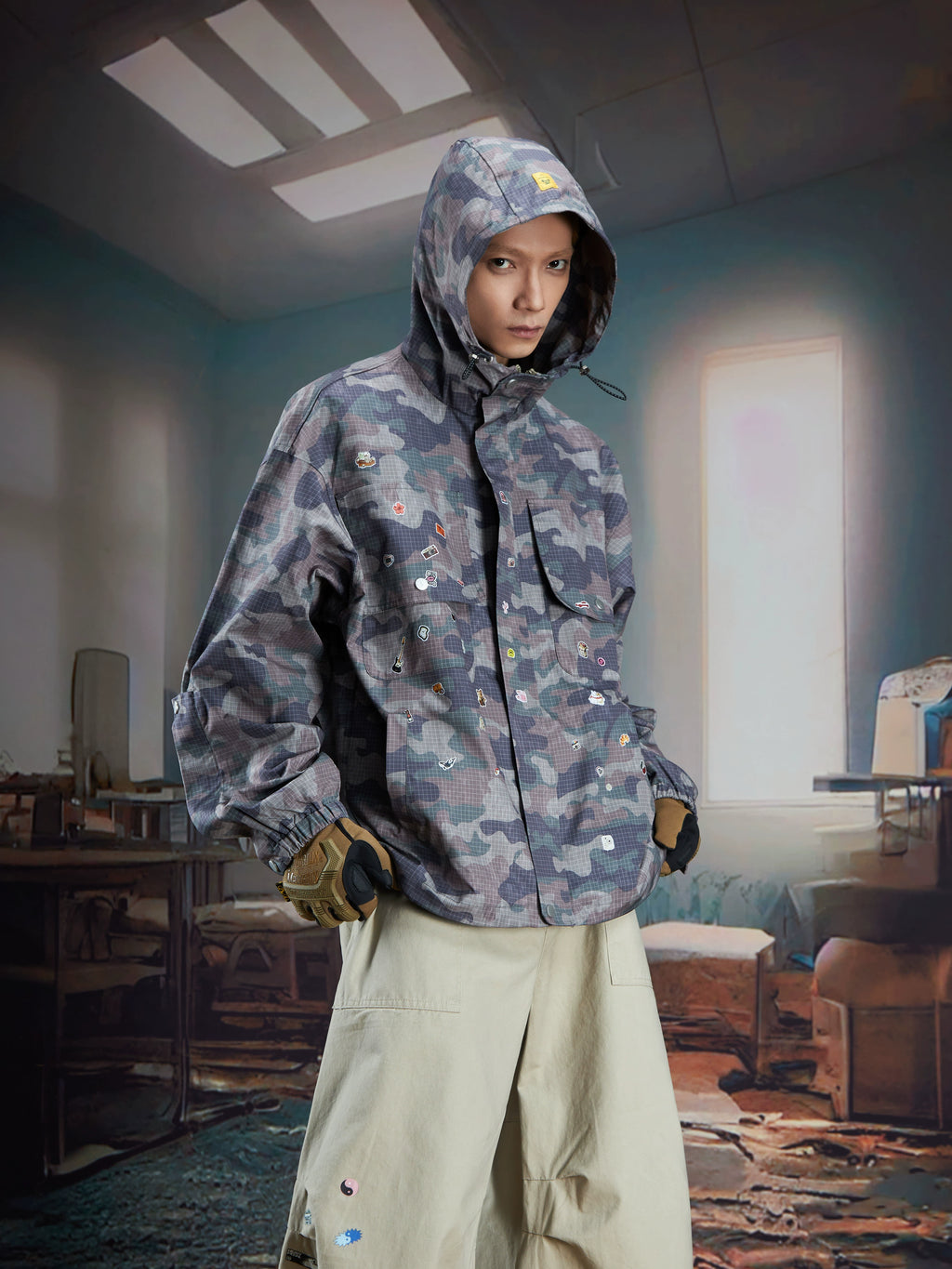 NOMANIAI Fun Print Jacket Camouflage Jacket