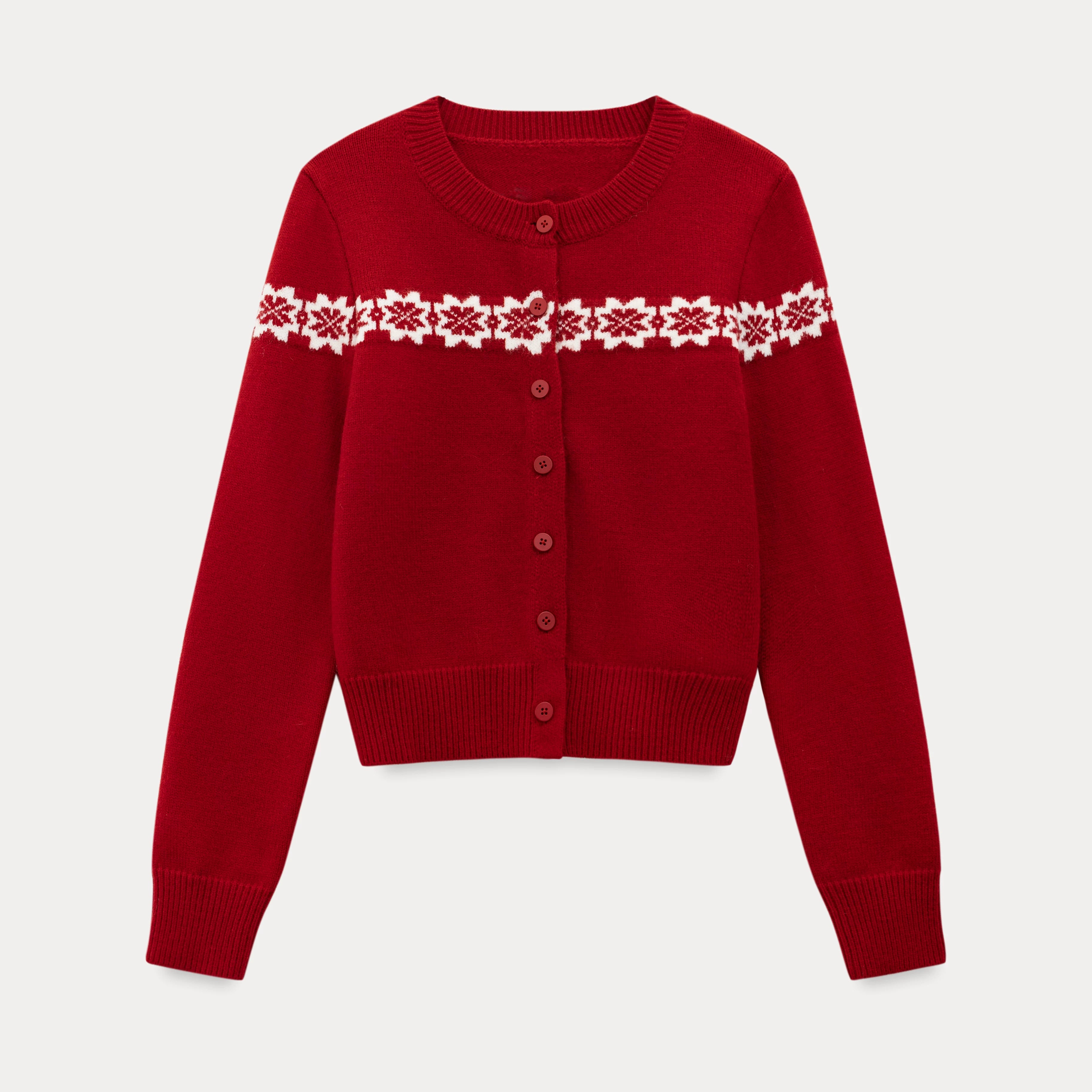 EGGKA crew neck jacquard cardigan + turtleneck short-sleeved knitted sweater