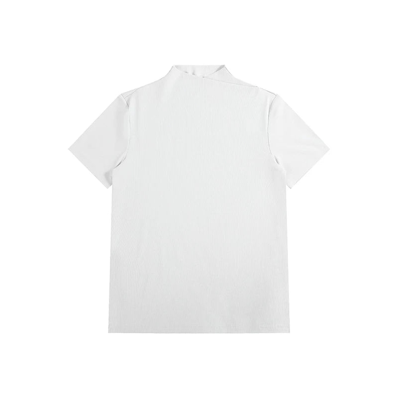 AMBSOM Crossed Jumpneck Front Shoulder Knitted Slim Fit Tee