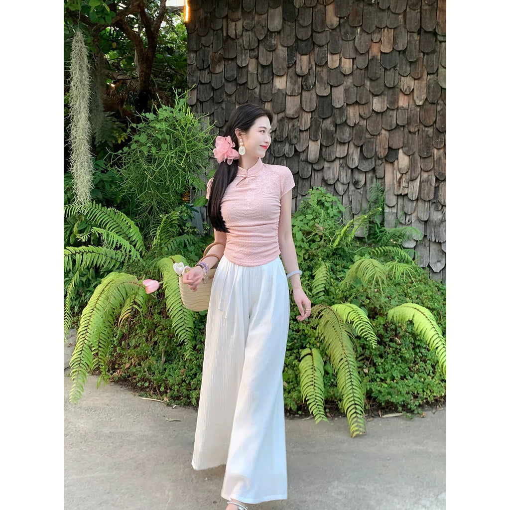 ZIHE New Chinese Straight Versatile Trousers
