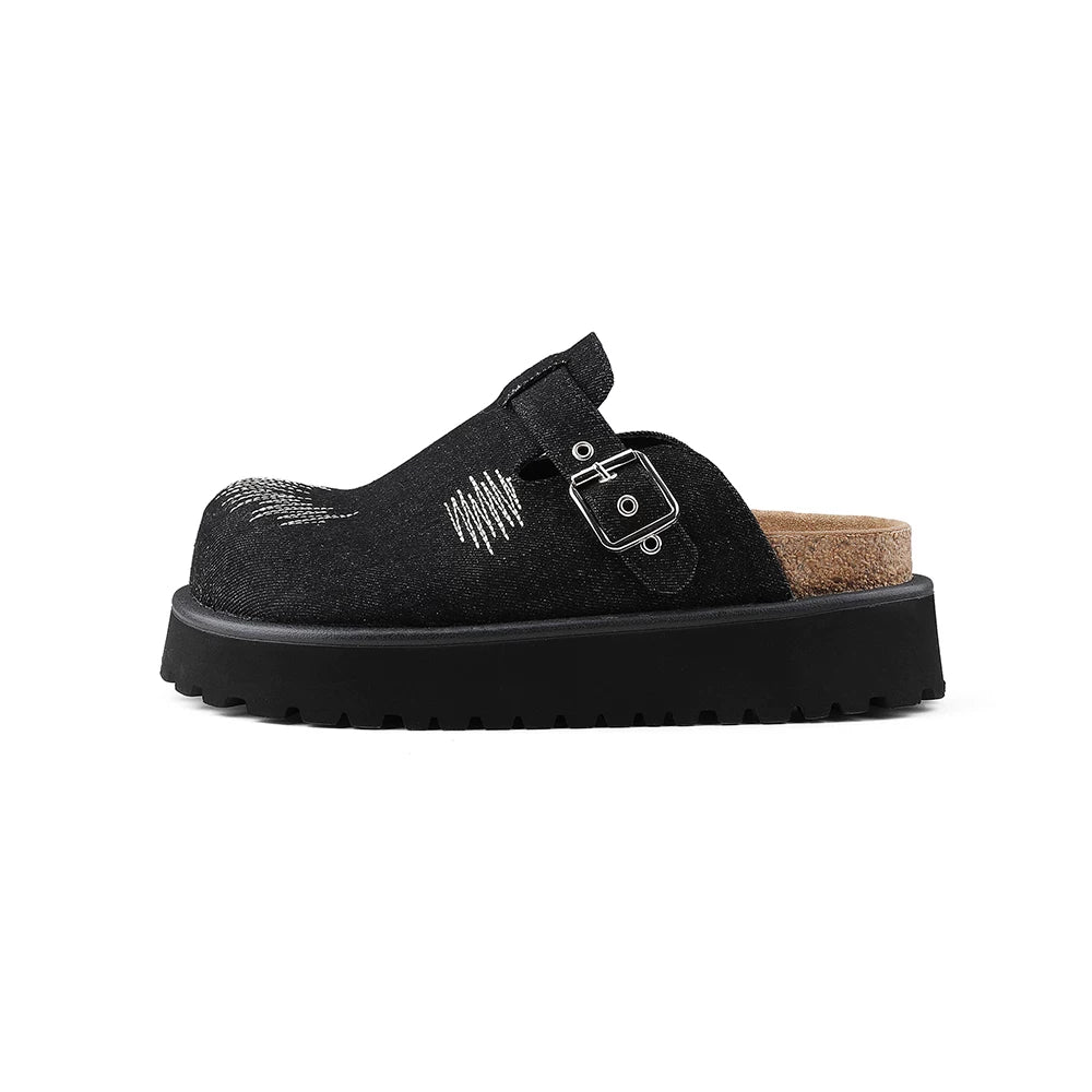 HANQIAORJI Denim Bag Head Platform Heightening Birkenstocks