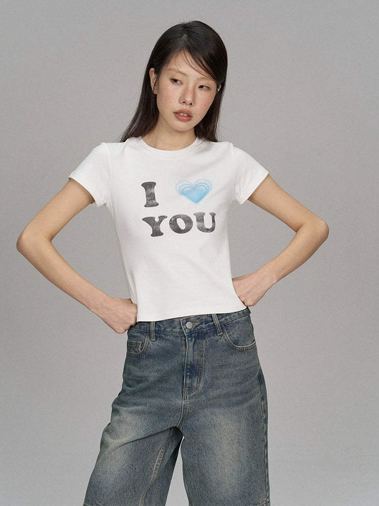 UnderStress Versatile Blue Love Emoji Print Tee