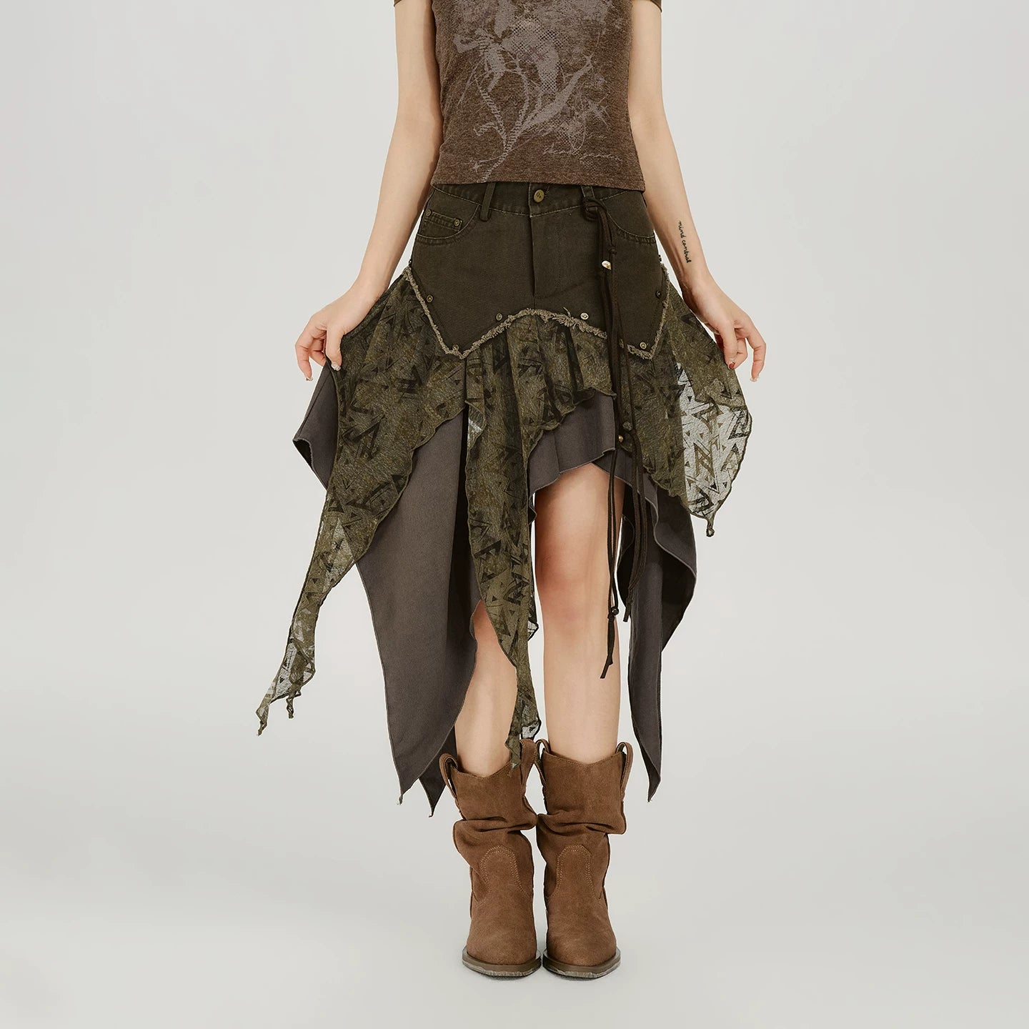 Girlyhalo Casual Irregular Cake Skirt